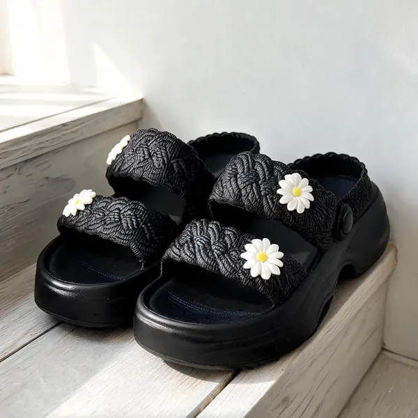 Black_Eva_Textured_Double_Strap_Platform_Sliders_For_Women