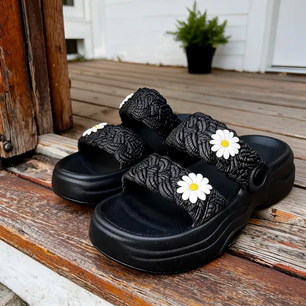 Black_Eva_Textured_Double_Strap_Platform_Sliders_For_Women