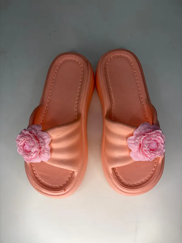 Peach_Eva_Floral_Ruched_Strap_Slide_Sandals_For_Women