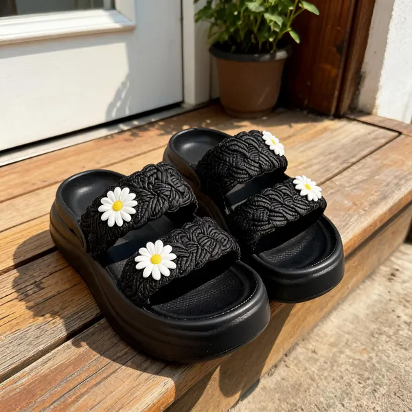 Black_Eva_Braided_Daisy_Platform_Sandals_For_Women