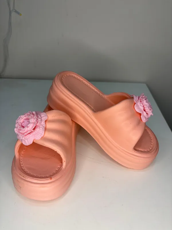Peach_Eva_Floral_Ruched_Strap_Slide_Sandals_For_Women