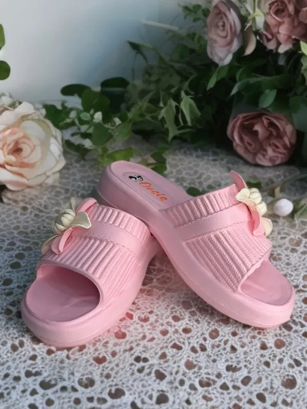 Pink_Textured_Slip-On_Sandals_for_Women