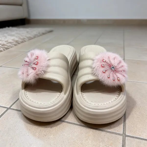 Cream_Eva_Fluffy_Floral_Slip_On_Platform_Sliders_For_Women