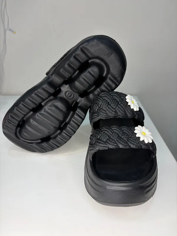 Black_Eva_Textured_Double_Strap_Platform_Sliders_For_Women