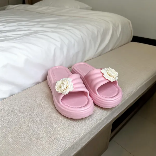 Baby_Pink_Eva_Ruched_Floral_Platform_Slide_Sandals_For_Women