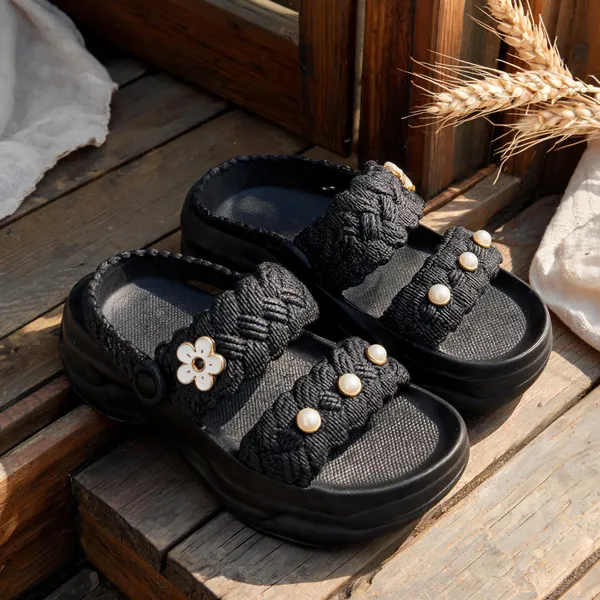 Black_Eva_Braided_Floral_Platform_Sandals_For_Women