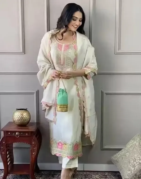 Ivory_Rayon_Slub_Straight_Embroidered_Suit_Set_For_Women