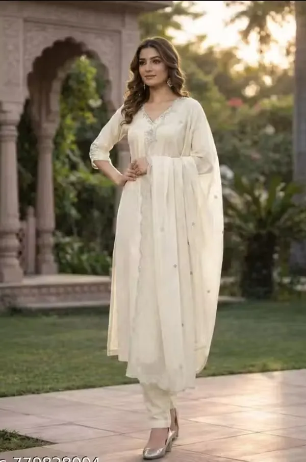 Cream_Rayon_Slub_Straight_Embroidered_Kurta_Set_For_Women