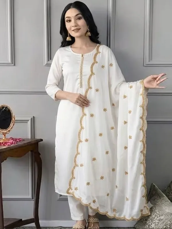 White_Rayon_Slub_Straight_Embellished_Kurta_For_Women