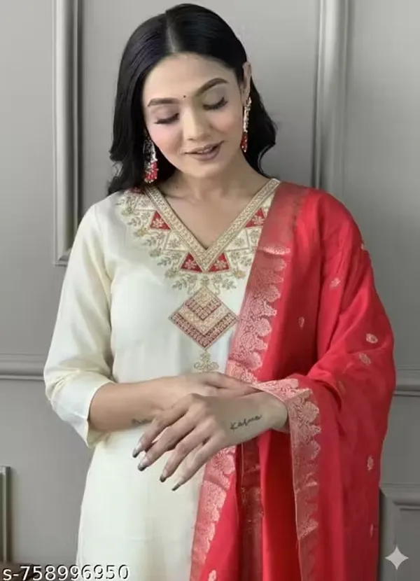 Ivory_Rayon_Slub_Straight_Embroidered_Kurta_Set_For_Women