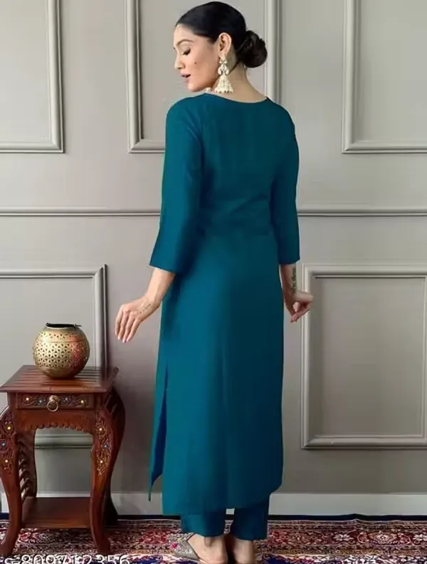 Teal_Embroidered_Straight_Kurta_Set_for_Women