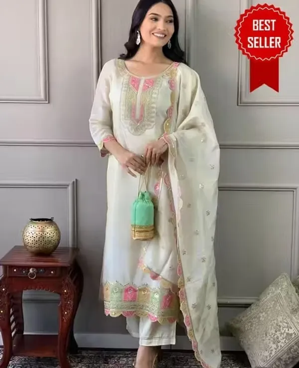 Ivory_Rayon_Slub_Straight_Embroidered_Suit_Set_For_Women