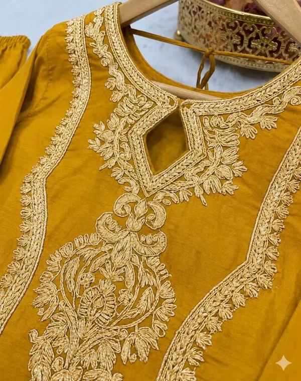 Mustard_Rayon_Slub_Straight_Embroidered_Suit_Set_For_Women
