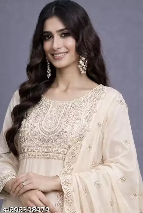 Cream_Rayon_Slub_Straight_Embroidered_Suit_Set_For_Women