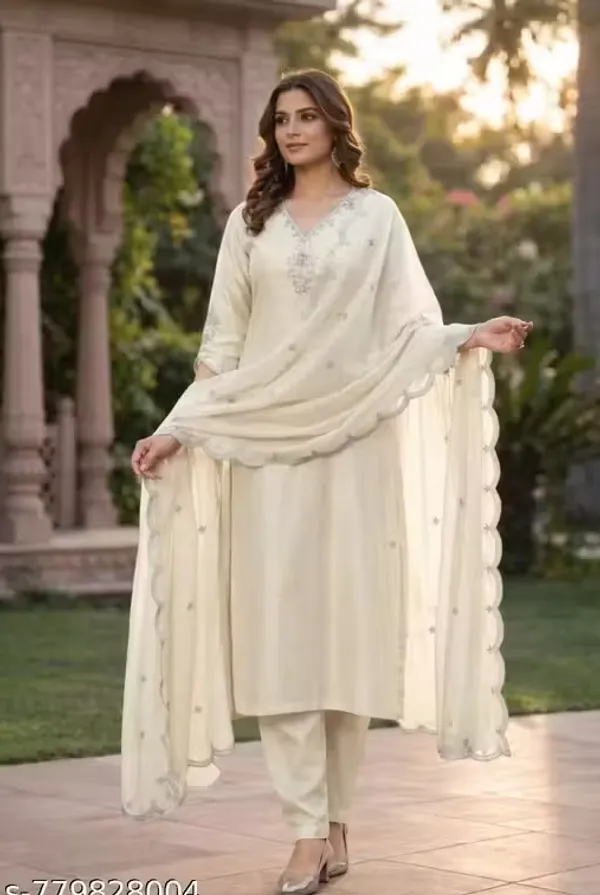 Cream_Rayon_Slub_Straight_Embroidered_Kurta_Set_For_Women