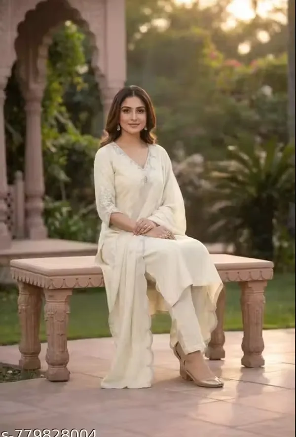 Cream_Rayon_Slub_Straight_Embroidered_Kurta_Set_For_Women