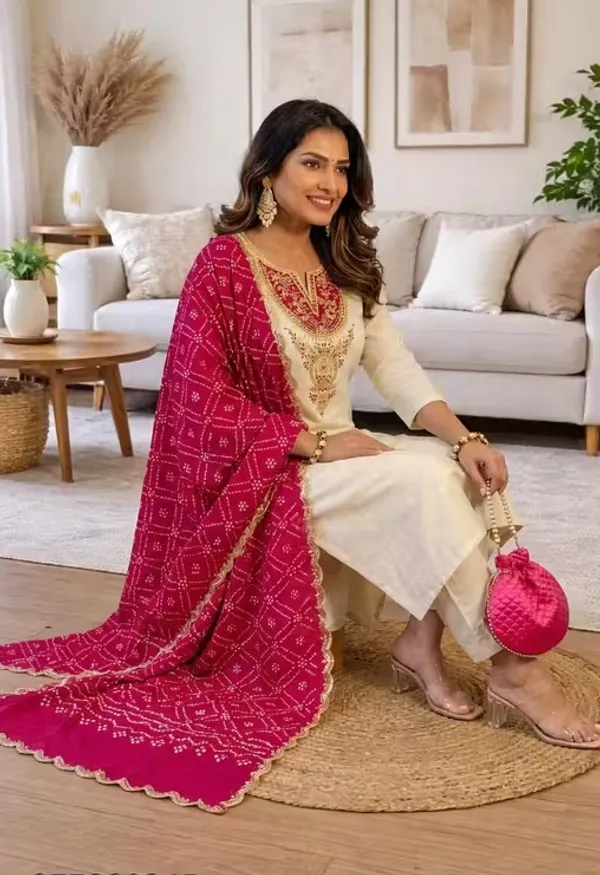 Cream_Straight_Kurta_Set_With_Dupatta_For_Women