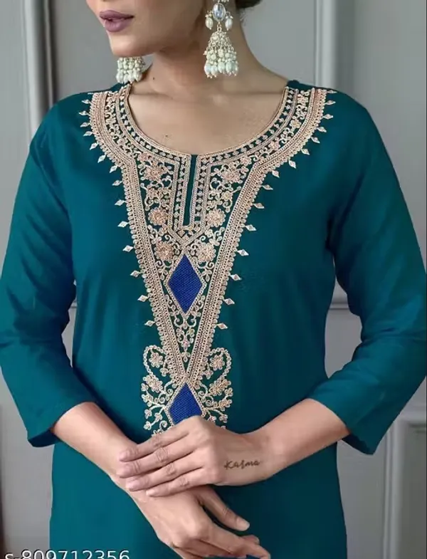 Teal_Embroidered_Straight_Kurta_Set_for_Women