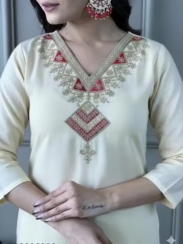 Ivory_Rayon_Slub_Straight_Embroidered_Kurta_Set_For_Women