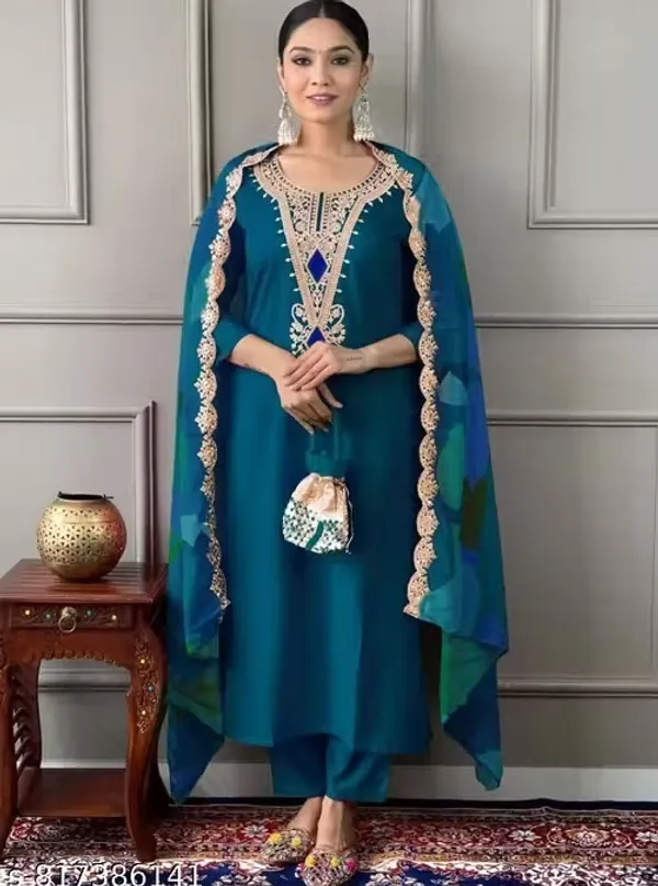 Teal_Embroidered_Straight_Kurta_Set_for_Women