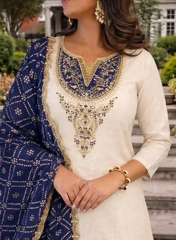 Cream_Embroidered_Straight_Fit_Kurta_Set_For_Women
