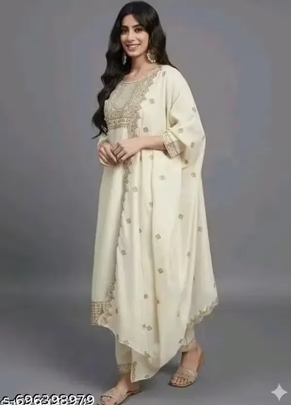 Cream_Rayon_Slub_Straight_Embroidered_Suit_Set_For_Women