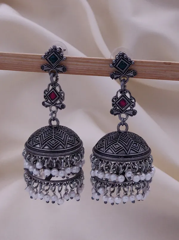 Oxidised_Silver_Geometric_Jhumka_Earrings_for_Women