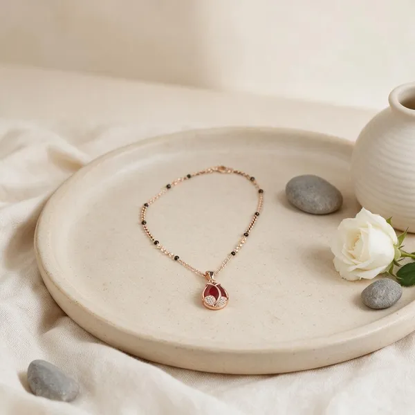 Gold_Tone_Red_Stone_Pendant_Necklace_For_Women