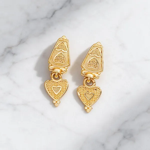 Gold-Tone_Heart_Drop_Earrings_For_Women_-_Pack_Of_2