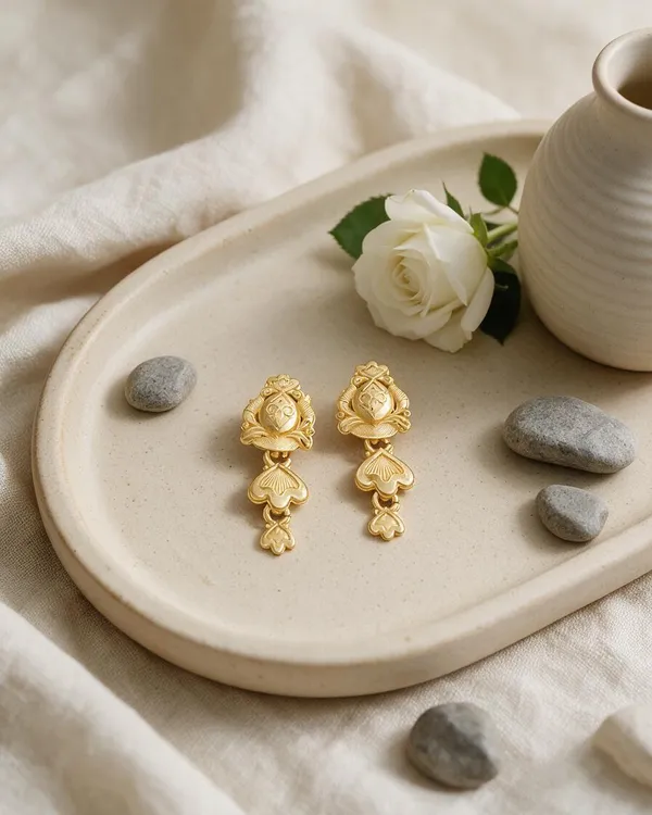 Gold-Toned_Religious_Motif_Drop_Earrings_For_Women_-_Pack_Of_2