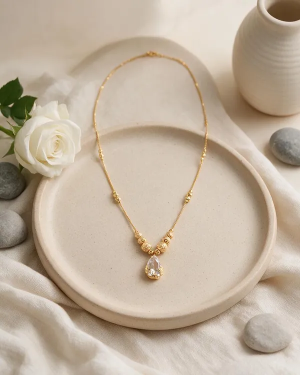 Gold-Tone_Beaded_Pendant_Necklace_For_Women
