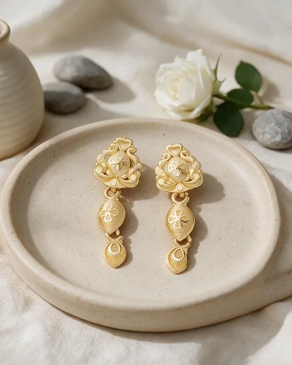 Gold_Tone_Floral_Drop_Earrings_For_Women_-_Pack_Of_2