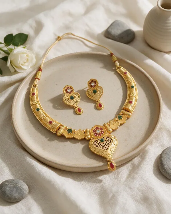 Gold_Tone_Traditional_Necklace_Set_For_Women