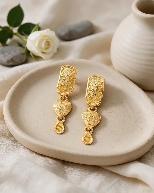 Gold_Tone_Ornate_Drop_Earrings_For_Women_-_Pack_Of_2