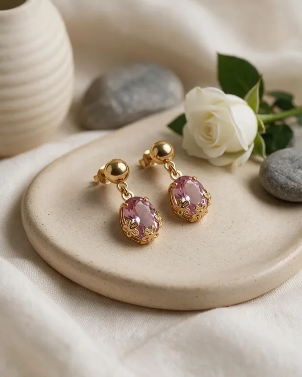 Gold_Tone_Pink_Stone_Drop_Earrings_For_Women_-_Pack_Of_2