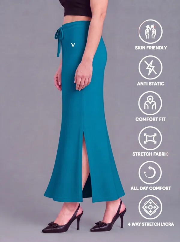 Teal_Microfiber_Bodycon_Maxi_Saree_Shapewear_For_Women