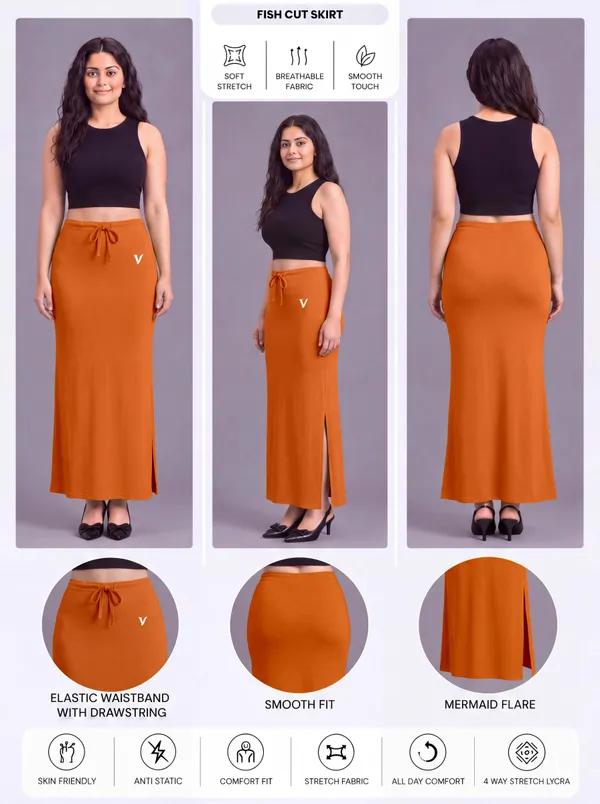 Orange_Microfiber_Flared_Saree_Shapewear_For_Women
