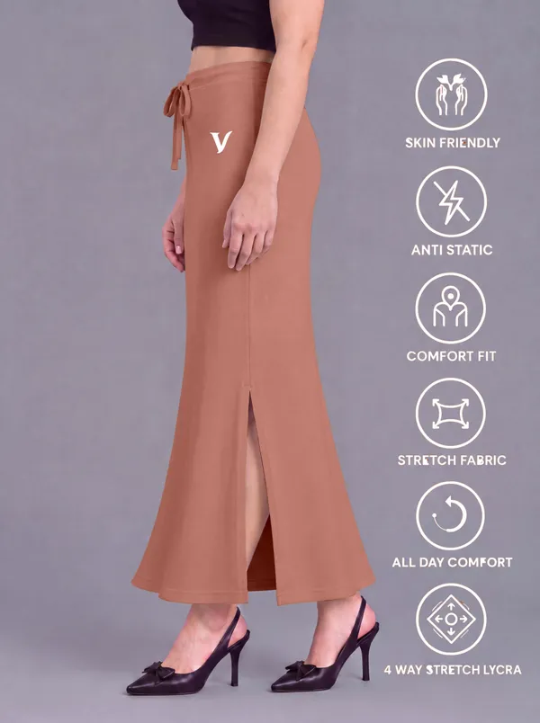 Brown_Microfiber_Fitted_Maxi_Saree_Shapewear_For_Women