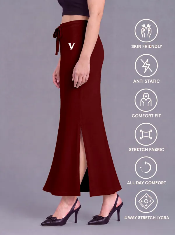 Maroon_Microfiber_Flared_Saree_Shapewear_For_Women