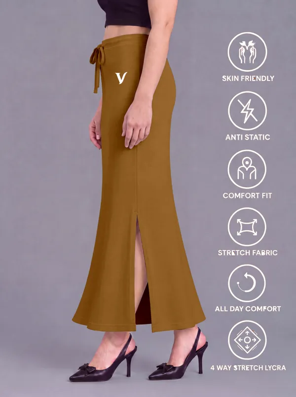 Brown_Microfiber_Fitted_Maxi_Saree_Shapewear_For_Women