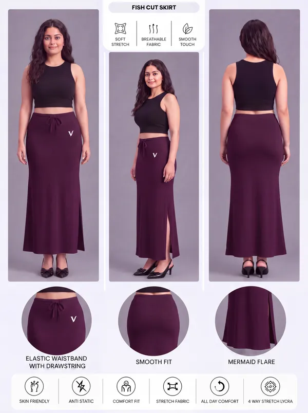 Maroon_Microfiber_Mermaid_Saree_Shapewear_For_Women