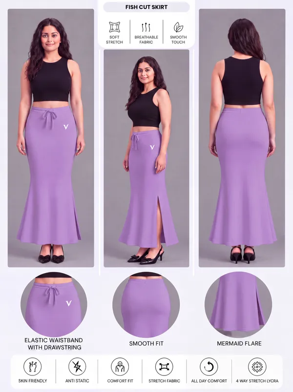 Lavender_Microfiber_Fitted_Maxi_Saree_Shapewear_For_Women