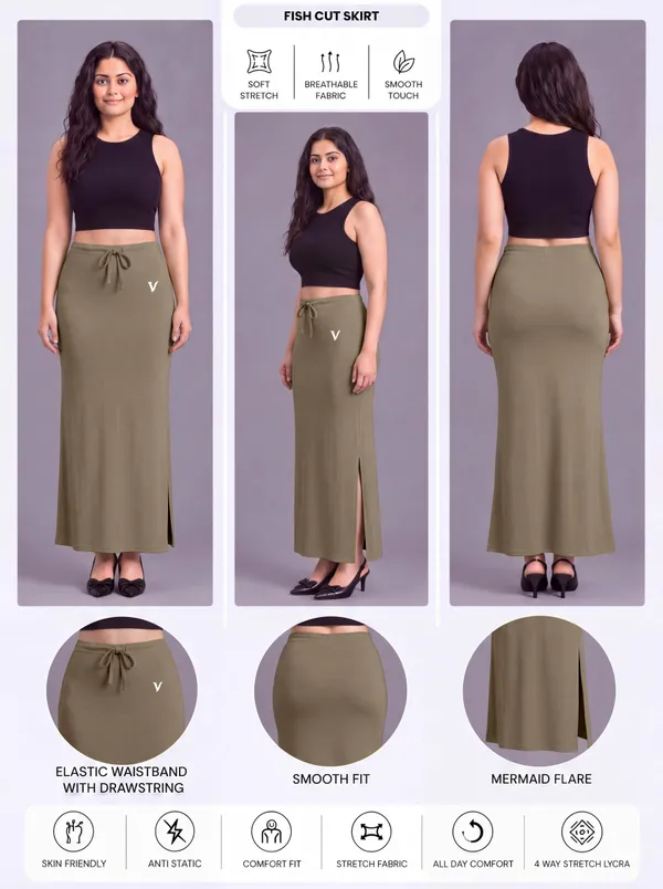Olive_Microfiber_Fitted_Maxi_Saree_Shapewear_For_Women