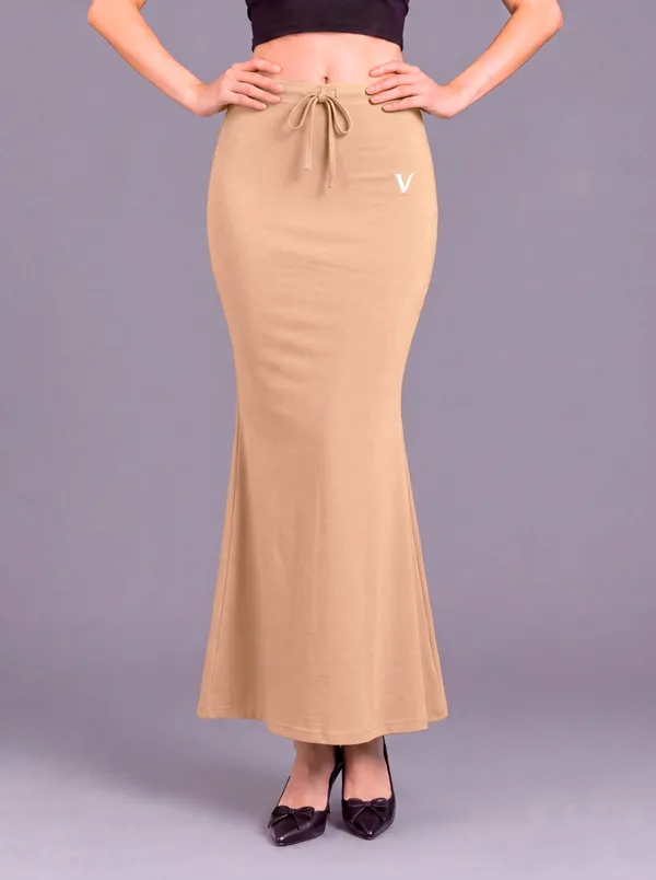 Beige_Microfiber_Flared_Maxi_Saree_Shapewear_For_Women