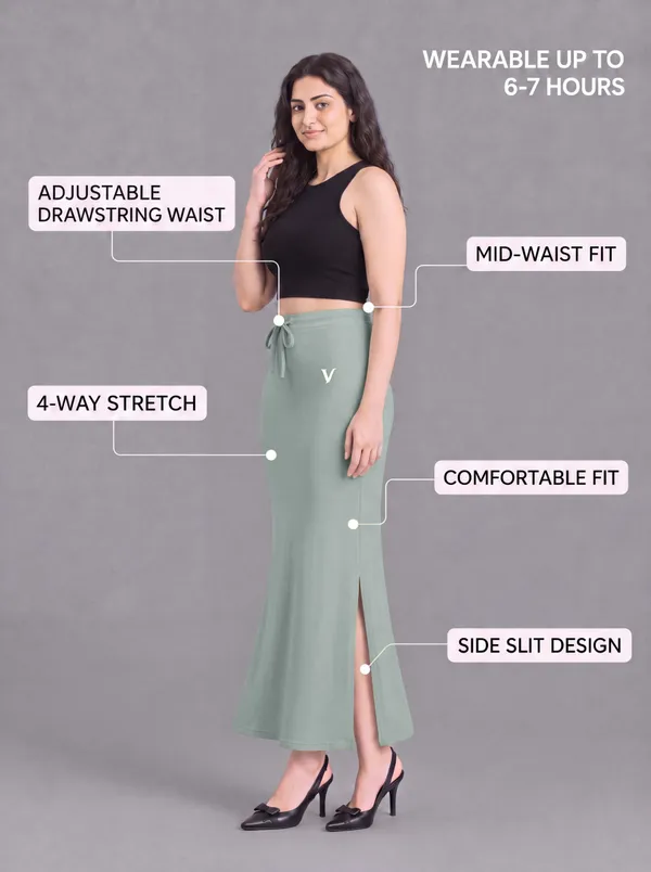 Mint_Green_Microfiber_Flared_Saree_Shapewear_For_Women