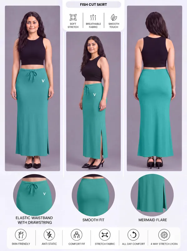 Teal_Microfiber_Bodycon_Maxi_Saree_Shapewear_For_Women