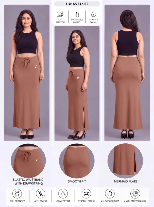 Brown_Microfiber_Fitted_Maxi_Saree_Shapewear_For_Women