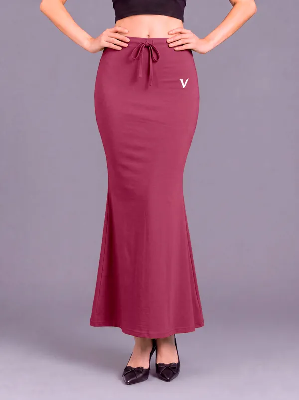 Maroon_Microfiber_Slit_Maxi_Saree_Shapewear_For_Women