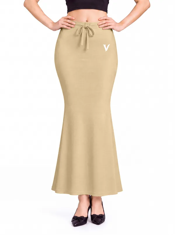 Beige_Microfiber_Mid-Waist_Slit_Saree_Shapewear_For_Women