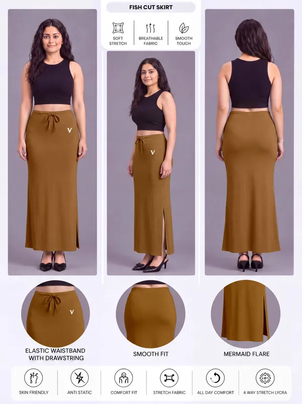 Brown_Microfiber_Fitted_Maxi_Saree_Shapewear_For_Women